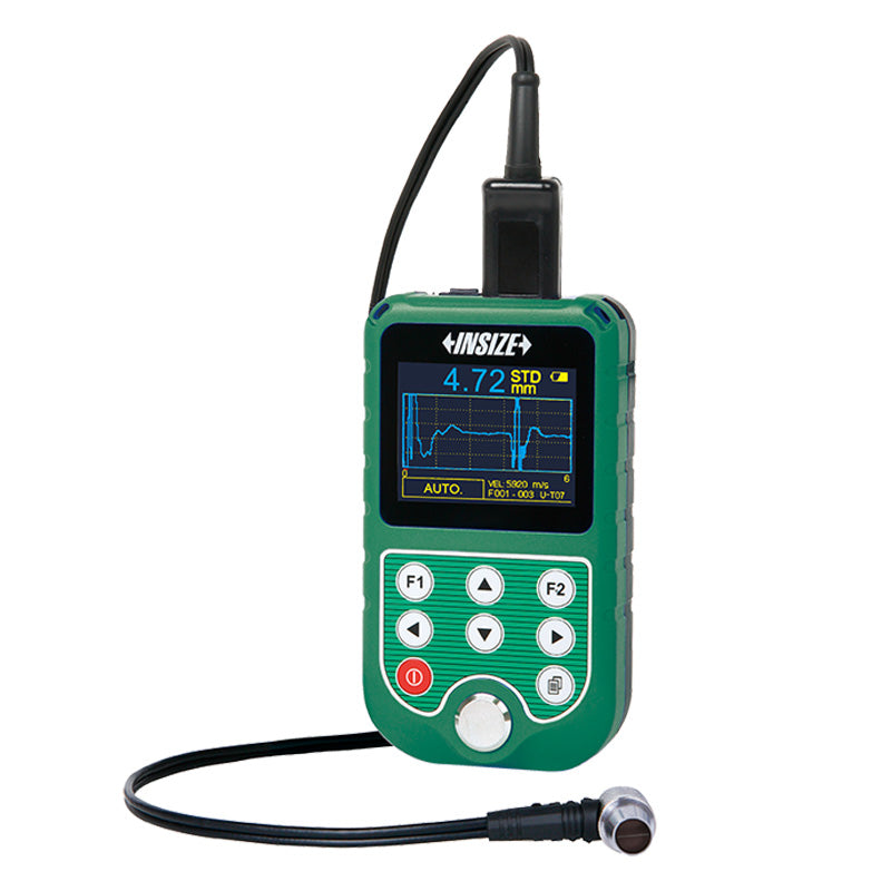 Insize ISU-720D Ultrasonic Thickness Gauge Front View With Cable