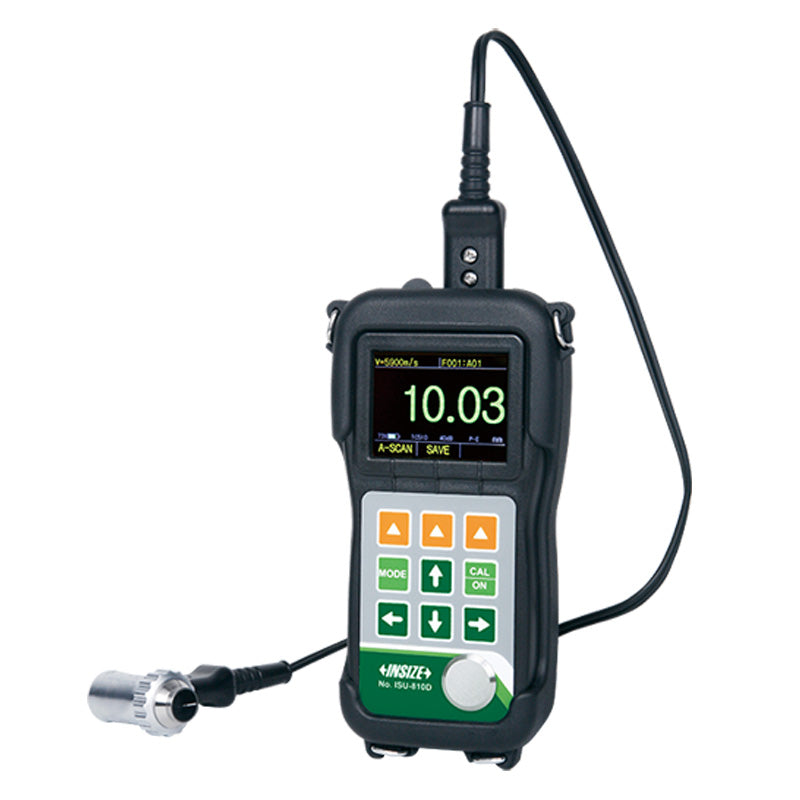 Insize ISU-810D Ultrasonic Thickness Gauge Front Right View With Cable