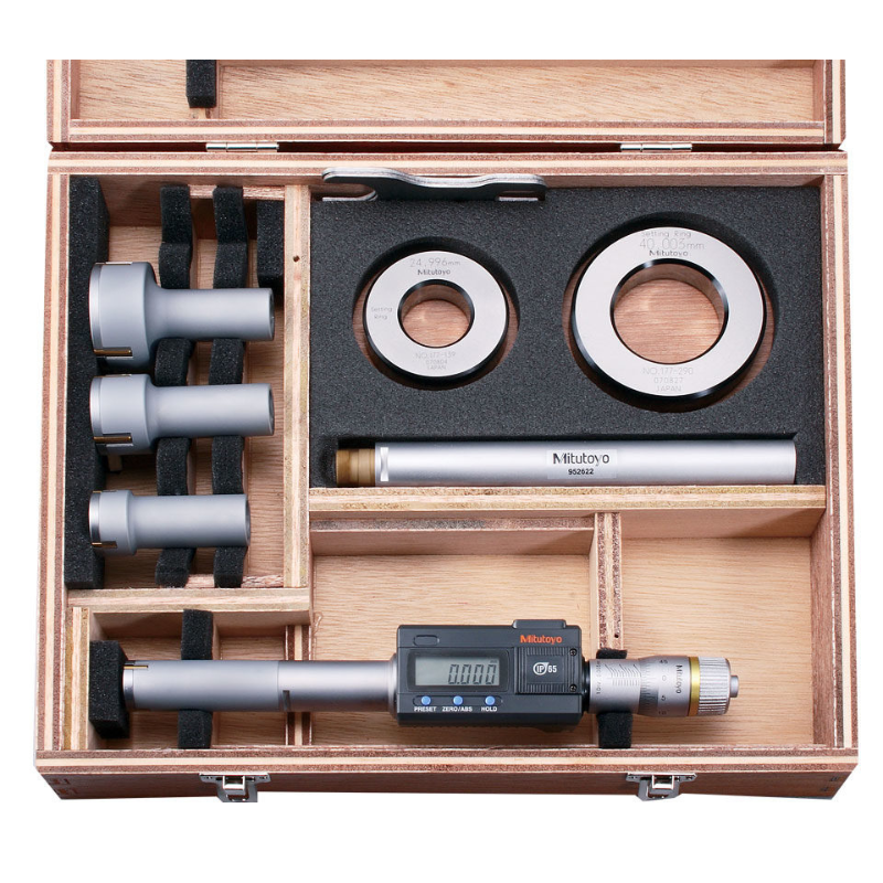 Mitutoyo 468 Series Digimatic Holtest Three-Point Internal Micrometer Interchangeable Head Sets Front View